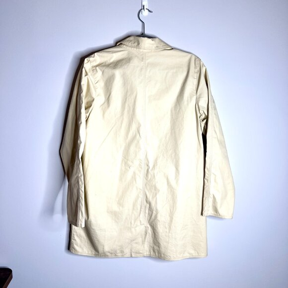 L.L. Bean Beige Cotton Mid-Length Raincoat Trench Coat Barn Chore Button Up M - Picture 4 of 4
